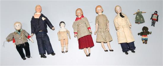 Collection of 9 miniature dolls